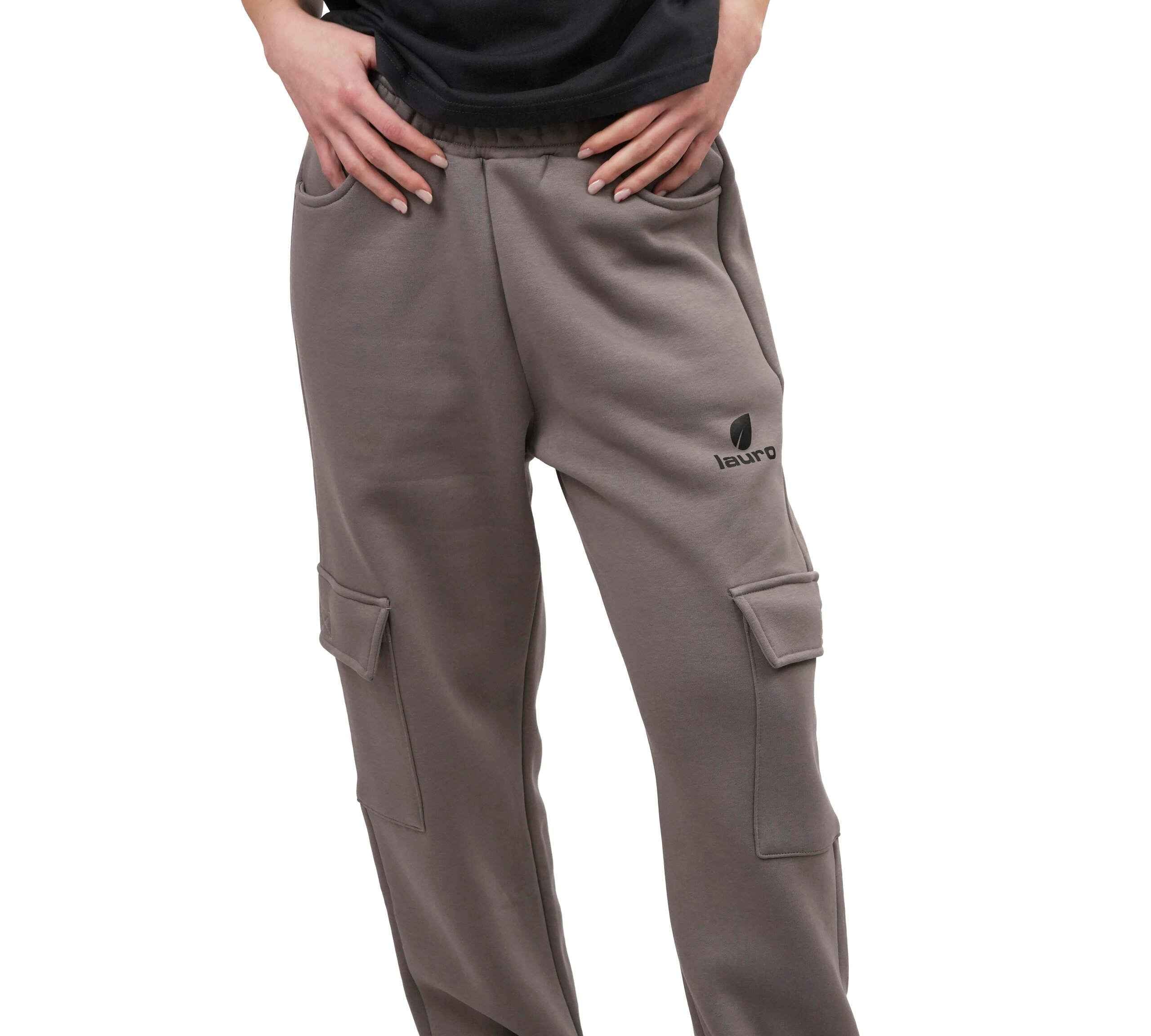 Pantaloni Donna Cargo Oversize in Felpa con Tasche Laterali LS-YU0907 - Lauro Sport